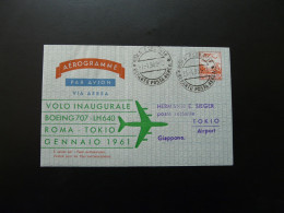 Lettre Premier Vol First Flight Cover (aerogramme) Roma To Tokyo Japan Boeing 707 Lufthansa 1961 - Postwaardestukken