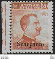 1917 Egeo Scarpanto 20c. Arancio Bf MNH Sassone N. 9 - Zonder Classificatie