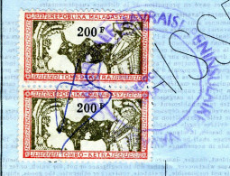 Timbre Fiscal ( Fiscaux) - Connaissement De Madagascar - Marseille (corned Beef) - Bateau Ville De SETE -2 X 200 Fr. - Côte D'Ivoire (1960-...)