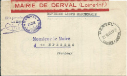 FRANCE LETTRE MAIRIE DE DERVAL ( LOIRE INFERIEURE ) POUR MAIRIE  DE EPESSES ( VENDEE ) DE 1948 + CACHETS  LETTRE COVER - Burgerlijke Brieven Zonder Portkosten