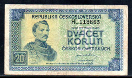 329-Tchécoslovaquie 20 Korun 1945 HL118 - Tchécoslovaquie
