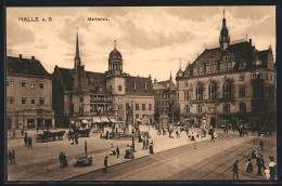 AK Halle A. S., Marktplatz Mit Geschäft Und Rathaus  - Other & Unclassified