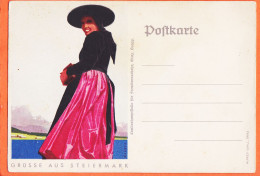 00423 ● Grusse Aus STEIERMARK Austria Styrie Frau Tracht Femme Costume Traditionnel  Posstkart1950s Alfred WALL Graz - Other & Unclassified