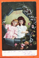 00341 ● BONNE ANNEE 2 Fillettes 1905 à Eugénie LACOMBE  Institutrice Libre Le Pouget- P F B Serie 3784 - Nouvel An