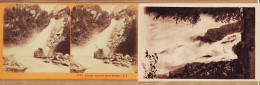 00436 ● Peu Commun Stereo-Photo 1890s EAUX-BONNES (64) Cascade VALENTIN + 1 CPA 1920s Pyrénées Atlantiques - Eaux Bonnes