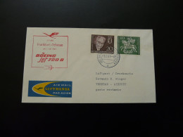 Lettre Premier Vol First Flight Cover Frankfurt To Tehran Iran Boeing 720 Lufthansa 1961 - First Flight Covers