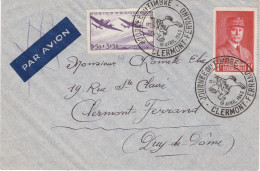 Enveloppe Journée Du Timbre Clermont-Ferrand Du 19 Avril 1942 Avec Timbres N° Y&T 540 Et 472 - ....-1949