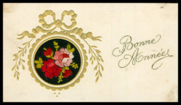 * MIGNONETTE BRODEE * MIGNONNETTE * BONNE ANNEE * SOIERIE * BRODERIE * FLEURS * DORURE * SARREBRUCK 1925 * 11 X 6,3 CM - Bordados