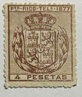 1877.- PUERTO RICO. TELEGRAFOS. Edifil Nº16. Nuevo Con Fijasellos  (*) - Puerto Rico