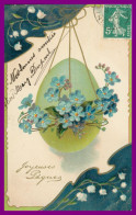 * CP EMBOSSEE * JOYEUSES PAQUES * OEUFS MONTGOLFIERE * SERIE 7530 * EDIT. P.B.F. * 1908 - Easter