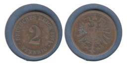 Allemagne  2 Pfennig 1874 C (Francfort-sur-le-Main), Type 1, KM#2 , Deutsches Reich, - 2 Pfennig