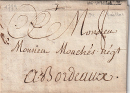 1779 - Marque Postale DE GAILLAC, Tarn Sur Lettre Pliée Vers BORDEAUX - Règne De Louis XVI - 1701-1800: Precursors XVIII