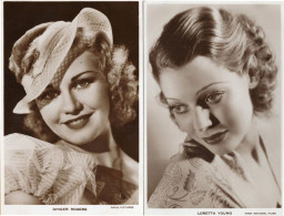 Great Garbo Loretta Young 2x Hollywood Film Postcard S - Actores
