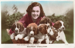 Maureen O'Sullivan Film Stars & Their Pets Rare Tinted Postcard - Schauspieler