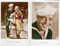 James Hall Clara Bow 2x Real Rare Hand Coloured Photo Postcard S - Acteurs
