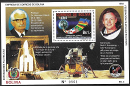 Bolivia Bolivien Bolivie 1990 Hermann Oberth Moon Landing Armstrong EMS Mi.no.Bl. 207 MNH Postfrisch Neuf ** - Bolivia