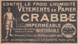 Imperméable CRABBE, Pubblicità Epoca, 1906 Vintage Advertising - Advertising