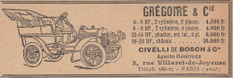 Automobiles Grégoire & C., Civelli De Bosch, Pubblicità, 1906 Vintage Ad - Reclame