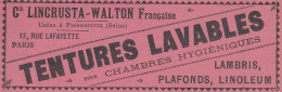 Tentures Lavables LINCRUSTA-WALTON, Pubblicità Epoca, 1906 Vintage Ad - Pubblicitari