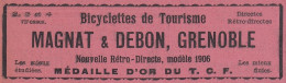 Bicyclette De Tourisme MAGNAT & DEBON, Pubblicità Epoca, 1906 Vintage A - Reclame