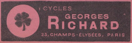 Cycles Georges RICHARD, Pubblicità Epoca, 1906 Vintage Advertising - Publicités