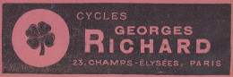 Cycles Georges RICHARD, Pubblicità Epoca, 1906 Vintage Advertising - Pubblicitari