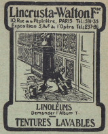 Linoleums LINCRUSTA-WALTON, Pubblicità Epoca, 1912 Vintage Advertising - Reclame