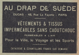 Au Drap De Suède A. Dugas, Imperméables, Pubblicità Epoca, 1912 Vintage Ad - Advertising