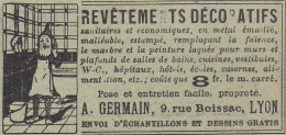 Rivestimenti Decorativi A. German, Lyon, Pubblicità Epoca, 1912 Vintage Ad - Reclame