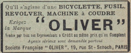 Fusil OLIVER, Pubblicità Epoca, 1912 Vintage Advertising - Werbung