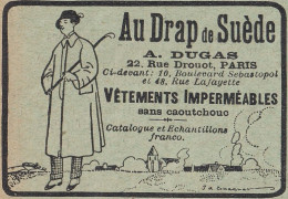 Au Drap De Suède A. Dugas, Imperméables, Pubblicità Epoca, 1912 Vintage Ad - Publicités