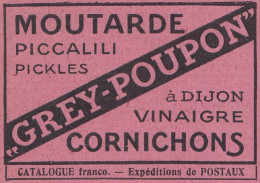 Moutarde GREY-POUPON, Pubblicità Epoca, 1912 Vintage Advertising - Publicités