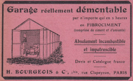 Garage Démontable H. BOURGEOIS, Pubblicità Epoca, 1912 Vintage Advertising - Advertising