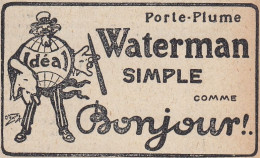 Porte-Plume WATERMAN IDEAL, Pubblicità Epoca, 1912 Vintage Advertising - Werbung