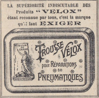 Trousse Velox Pour Réparations Pneumatiques, Pubblicità, 1912 Vintage Ad - Werbung