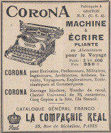 Macchina Da Scrivere CORONA, Pubblicità Epoca, 1912 Vintage Advertising - Advertising