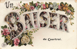 BELGIQUE - Courtrai - Un Baiser - Femmes - Fleurs - Fantaisie - Carte Postale Ancienne - Altri & Non Classificati