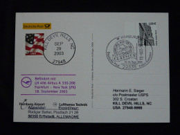 Carte Postale Lufthansa Postcard Vol Special Flight Hamburg Frankfurt New York 2003 - Brieven En Documenten