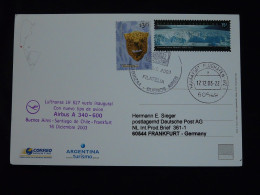Premier Vol First Flight (carte Postale Postcard) Buenos Aires Frankfurt Airbus A340 Lufthansa 2003 - Covers & Documents