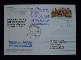 Premier Vol First Flight (carte Postale Lufthansa Postcard) Dresden Hamburg Dash 8-300 Cirrus Airlines 2003 - Erst- U. Sonderflugbriefe