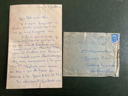 LETTRE TP M DE GANDON 15F OBL.MEC.7-7 1954 PARIS 112 Pour 2ème Transmetteur BEUVE Pierre CASERNE FONTAINEBLEAU (77) - Cachets Militaires A Partir De 1900 (hors Guerres)