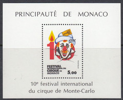 MONACO Block 27, Postfrisch **, 10. Internationales Zirkusfestival Von Monte Carlo, 1984 - Blocs