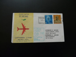 Lettre Premier Vol First Flight Cover New Delhi India To Tokyo Japan Boeing 720 Lufthansa 1963 - Airmail