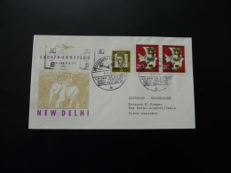 Lettre Premier Vol First Flight Cover Dusseldorf To New Delhi India Boeing 720 Lufthansa 1963 - First Flight Covers