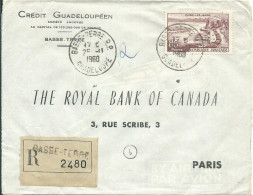 FRANCE / GUADELOUPE  LETTRE A ENTETE RECOMMANDEE 85F BASSE TERRE POUR PARIS DE 1960 LETTRE COVER - Covers & Documents