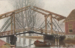 112241 - Brücke Und Boot - Schilderijen