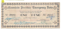 PHILIPPINES GUERILLA  Mountain Province 1 Peso  KM 595b 1942 TTB - Philippines