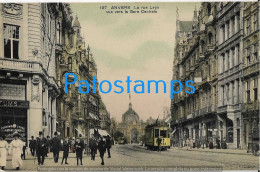 229972 BELGIUM ANVERS THE STREET LEYS AND STATION TRAIN TRAMWAY CIRCULATED TO GERMANY POSTAL POSTCARD - Other & Unclassified