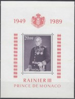MONACO Block 43, Postfrisch **, 40jähriges Thronjubiläum Von Fürst Rainier III., 1989 - Blocks & Sheetlets