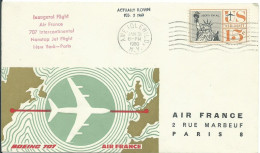 USA / FRANCE VOL INAUGURAL NEW-YORK  -  PARIS PAR AIR FRANCE DU 31 JANVIER 1960 LETTRE COVER - America (Other)